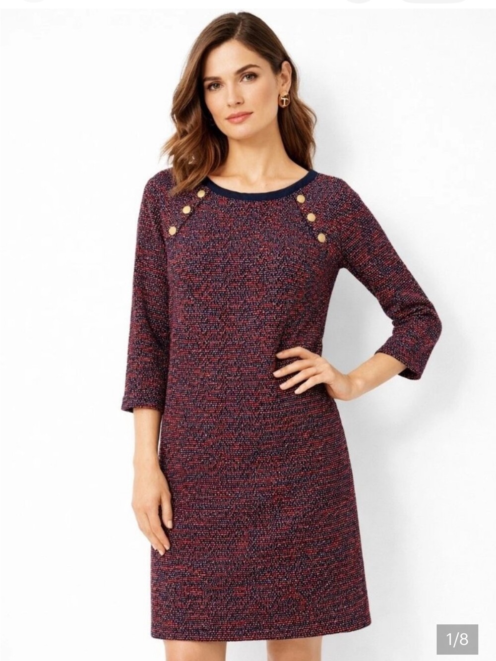 Talbots Red Tweed Shift Dress